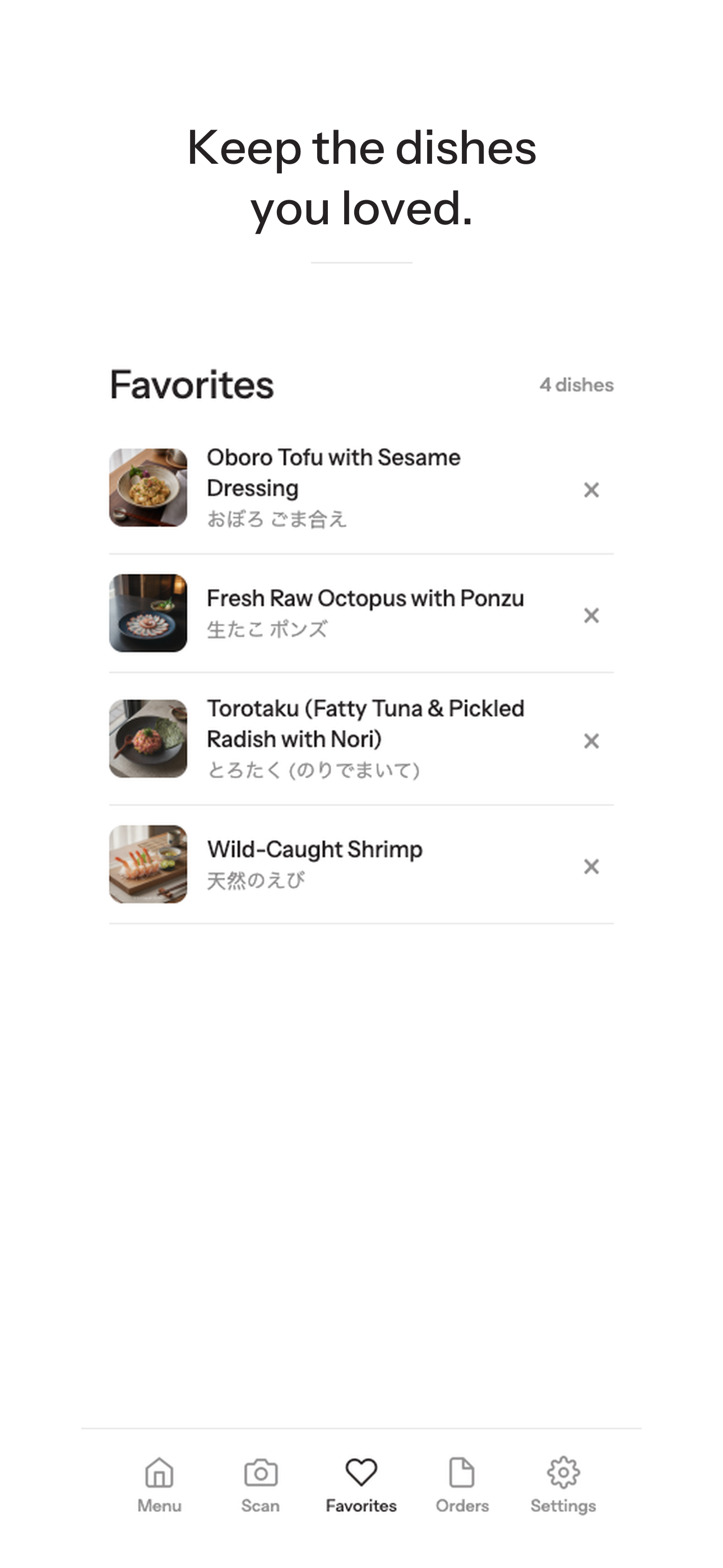Saved dishes kept for next time